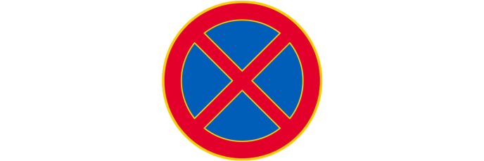 Pysäyttäminen kielletty-liikennemerkki