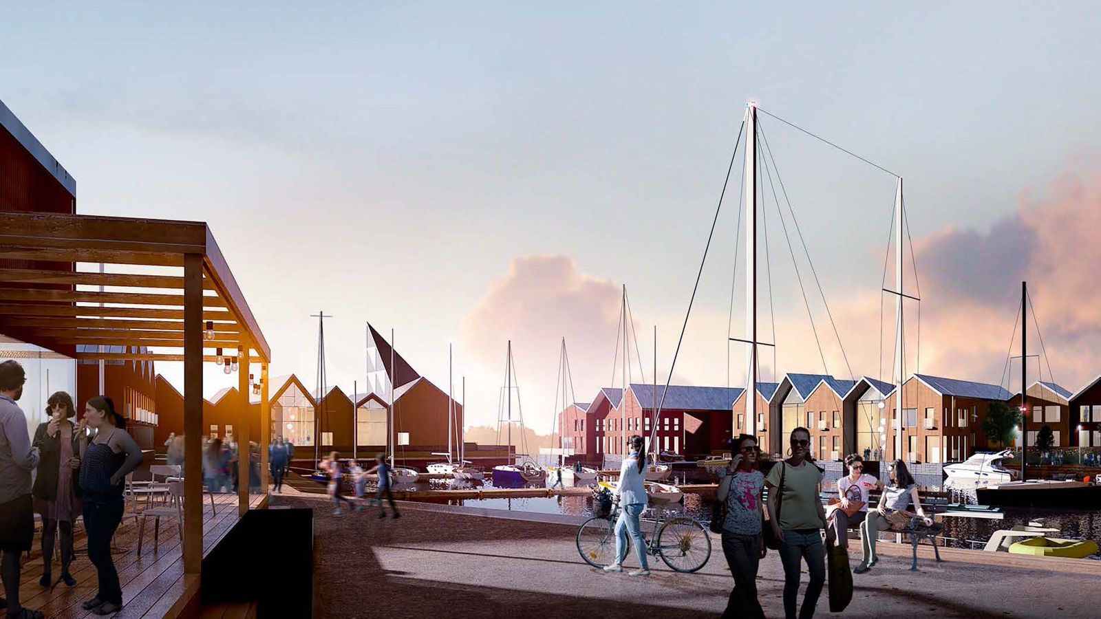 Kalajoen Marina neighborhood in sunset