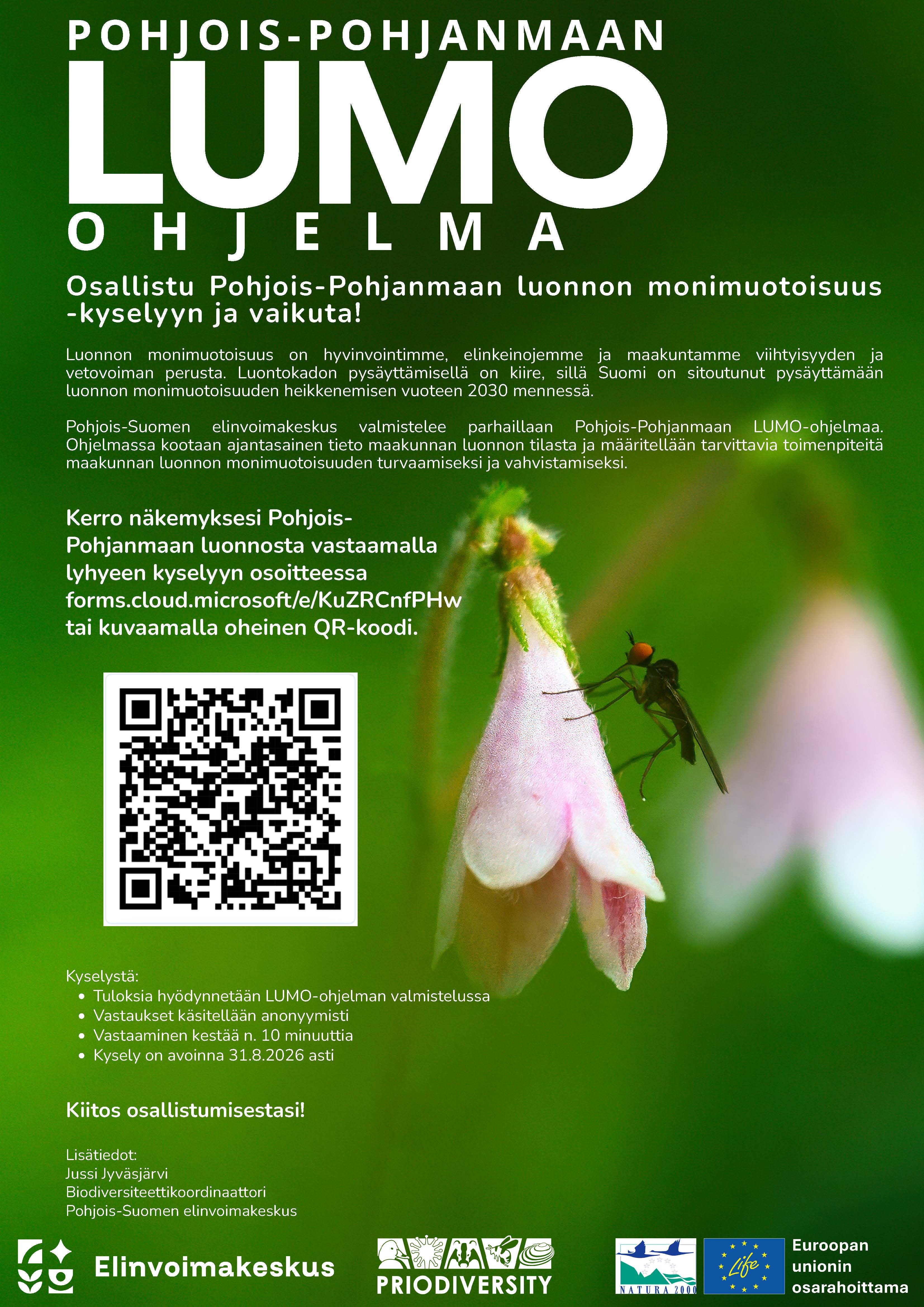 Lumo-kyselyn juliste, sisältää Qr-koodin