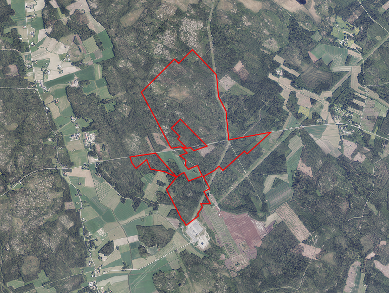 Jylkän asemakaavarajaus ilmakuvassa