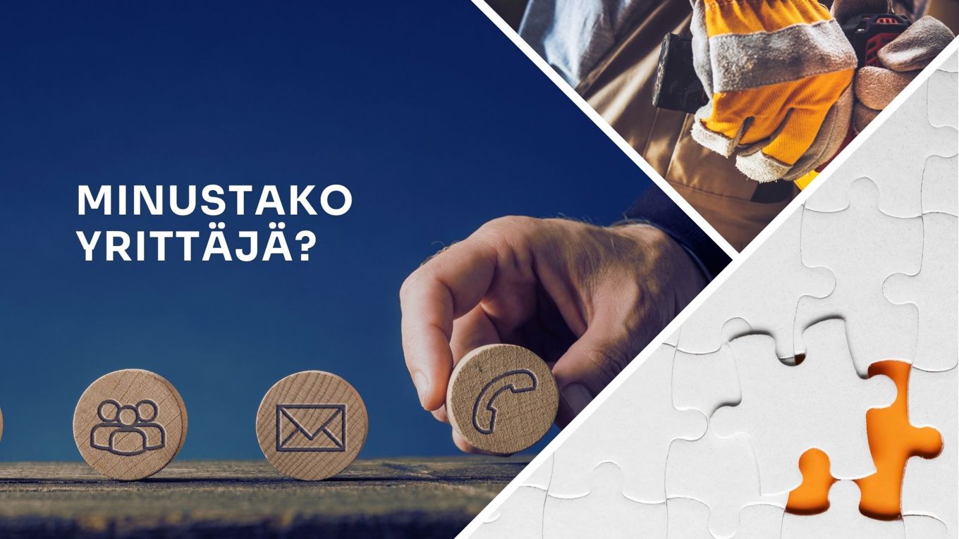 Minustako yrittäjä teksti ja palapeli taustalla