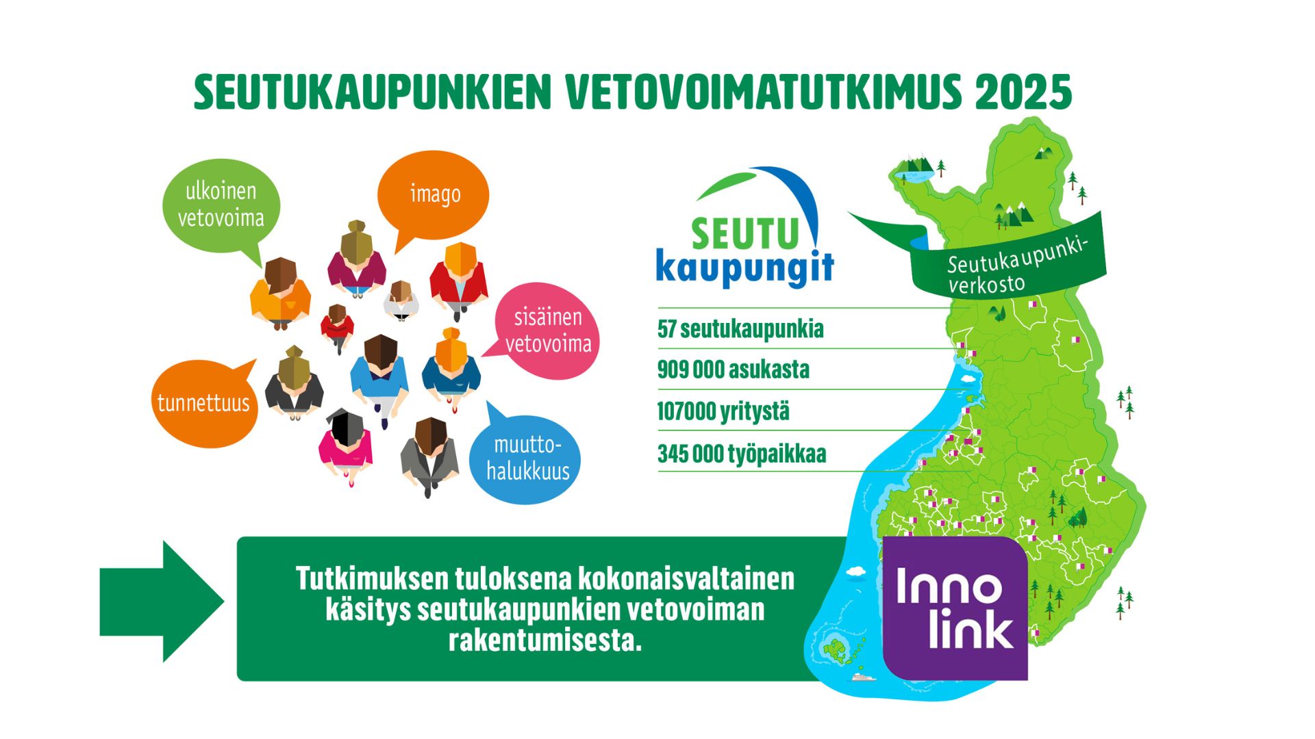 Karttakuva seutukaupungeista.
