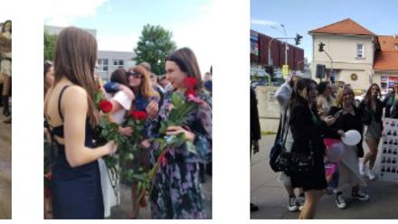 students with flowers
