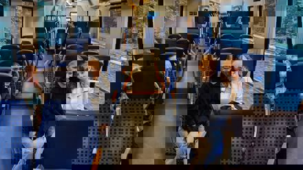 students on a german train