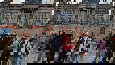 Students in front of Bundestag