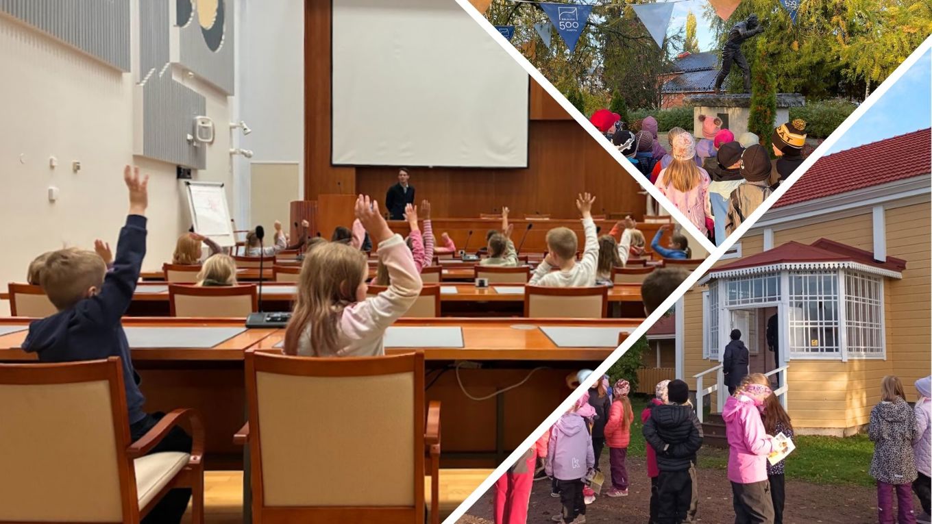 Lapset tutustumassa Kalajoen historiaan ja nykyhetkeen